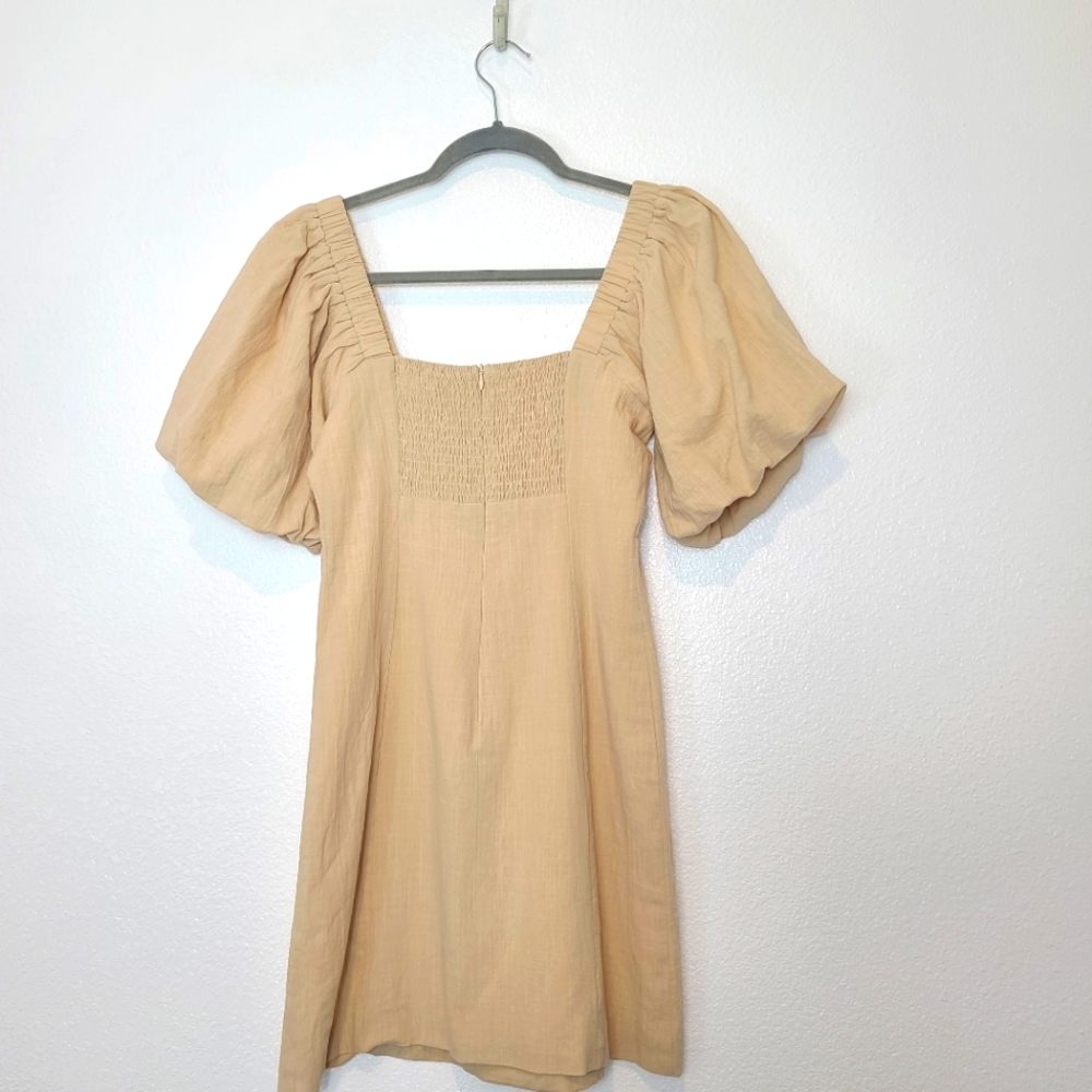 REVOLVE SNDYS Tuscany Cotton Mini Puff Sleeve Dress In Oat - Picture 9 of 9